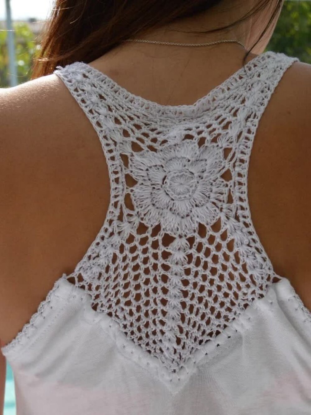 Ingear White maxi style cover-up with macrame design Size S